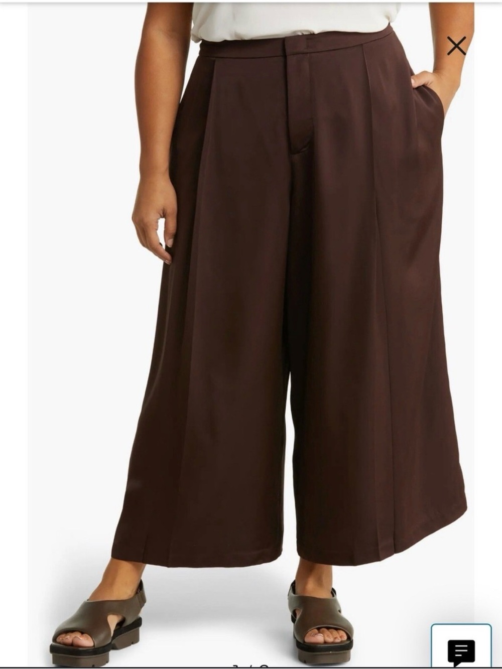 Vince women’s satin pleat front crop brown pants